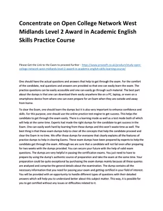 concentrate on open college network west midlands