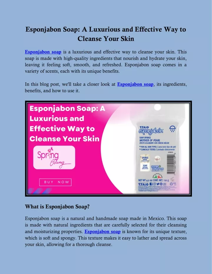 esponjabon soap a luxurious and effective
