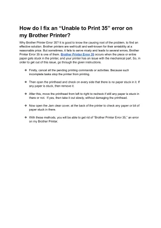 Solved Brother Printer Error 35 Issue | Fix Error