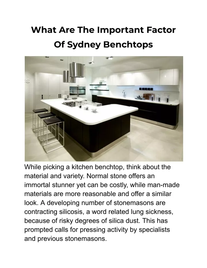 what are the important factor of sydney benchtops