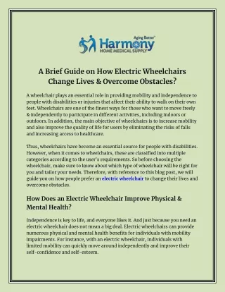 Transforming mobility with Electric Wheelchairs