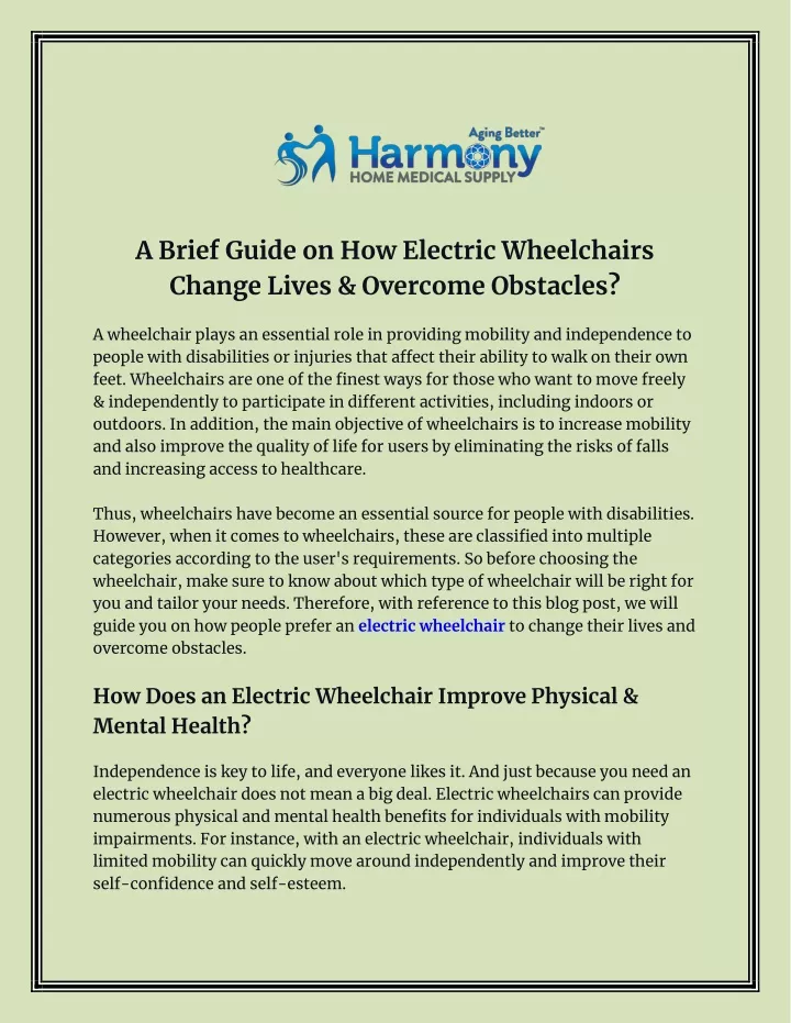 a brief guide on how electric wheelchairs change