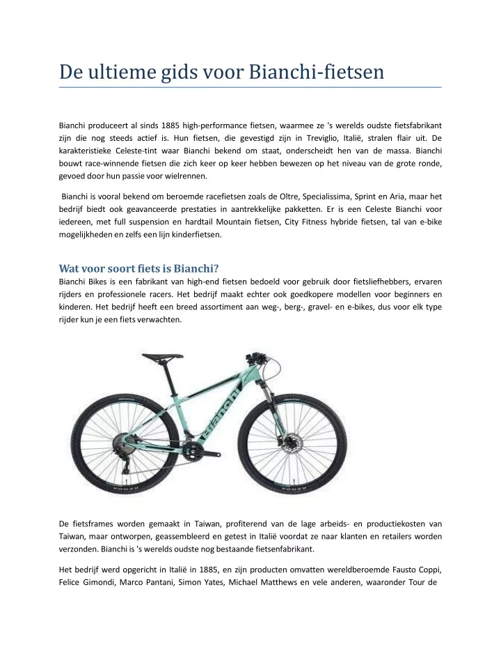 de ultieme gids voor bianchi fietsen