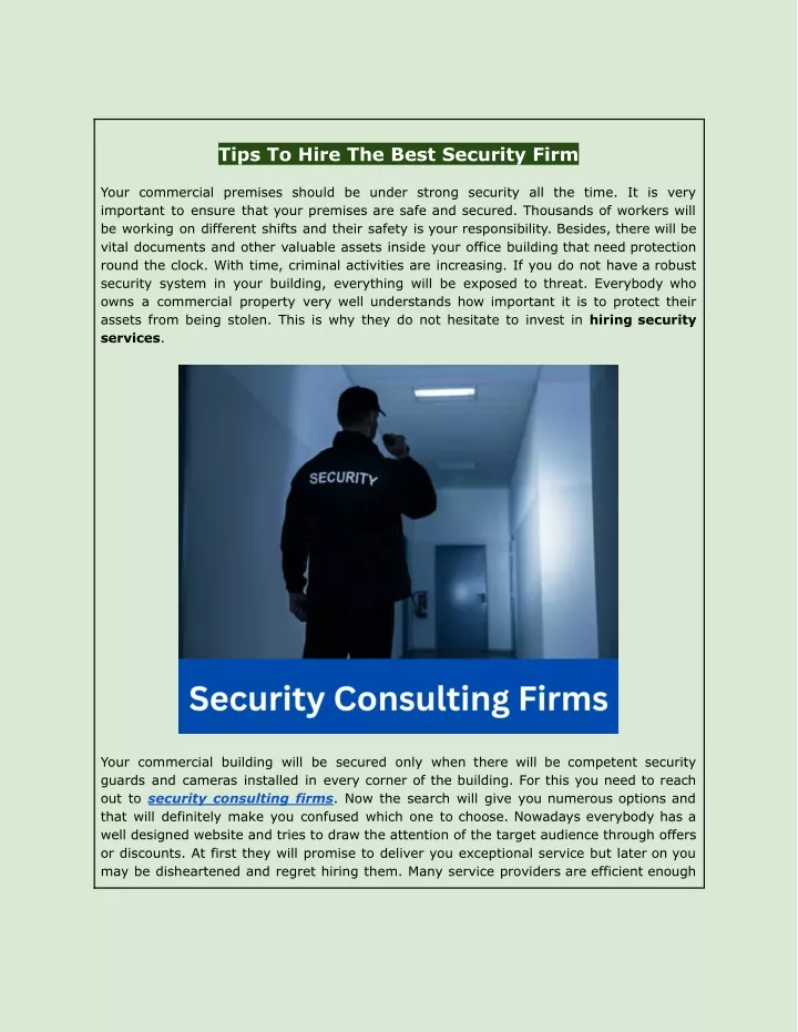 tips to hire the best security firm