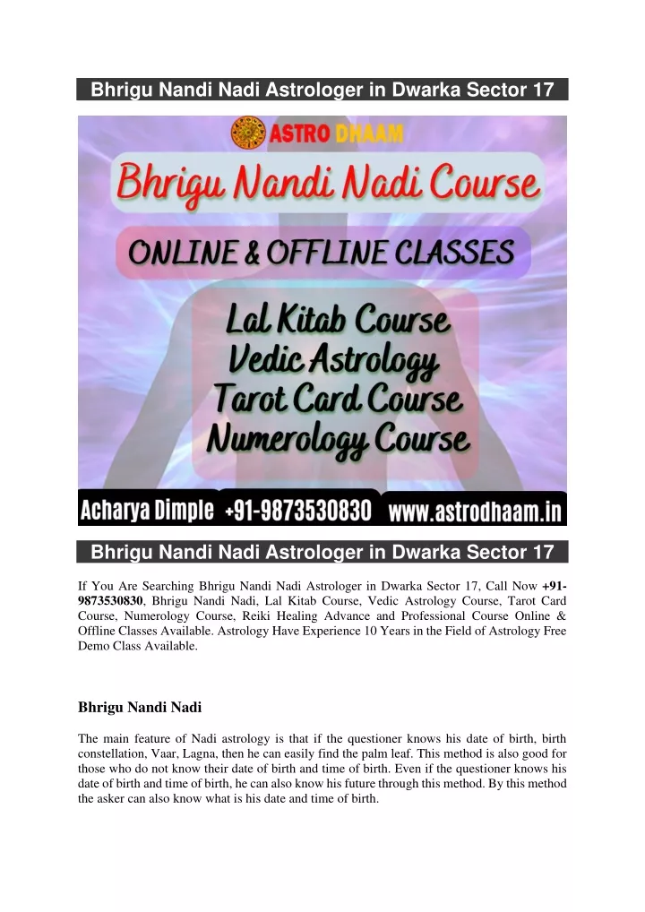 bhrigu nandi nadi astrologer in dwarka sector 17