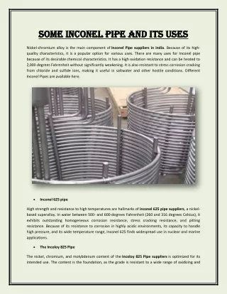 Some Inconel Pipe and its uses