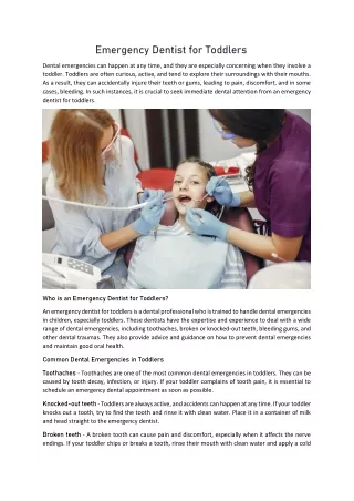 emergency dentist for toddlers