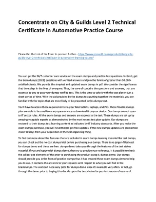 concentrate on city guilds level 2 technical