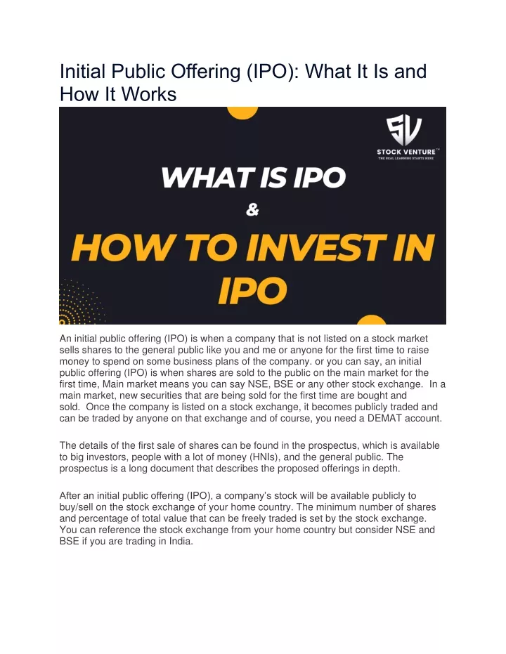 PPT - Initial Public Offering (IPO) What It Is And How It Works ...