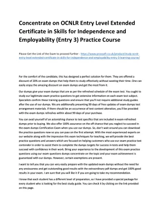 concentrate on ocnlr entry level extended