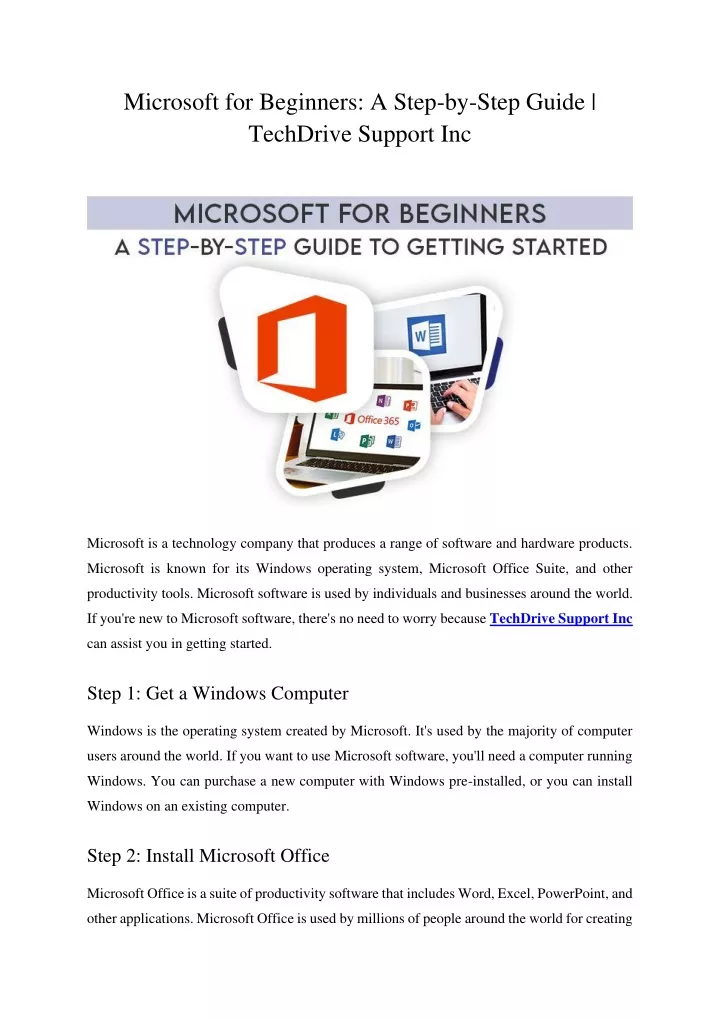 microsoft for beginners a step by step guide