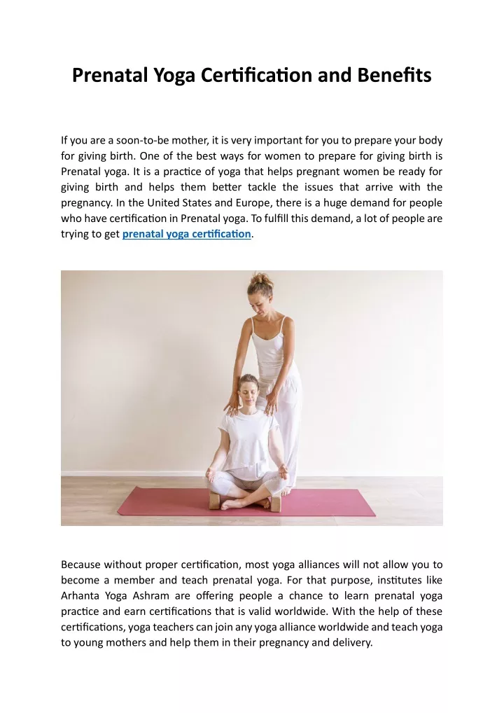 prenatal yoga certification and benefits