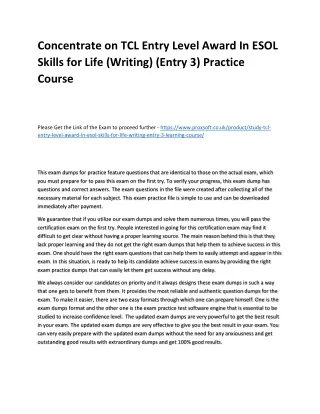 concentrate on tcl entry level award in esol