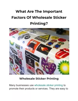What Are The Important Factors Of Wholesale Sticker Printing