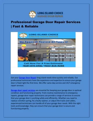 Best garage door repair services in New york