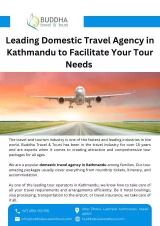 Leading Domestic Travel Agency in Kathmandu to Facilitate Your Tour Needs