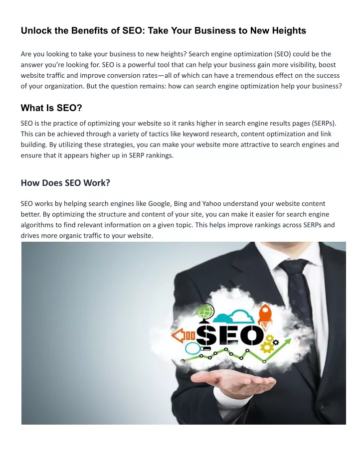 unlock the benefits of seo take your business