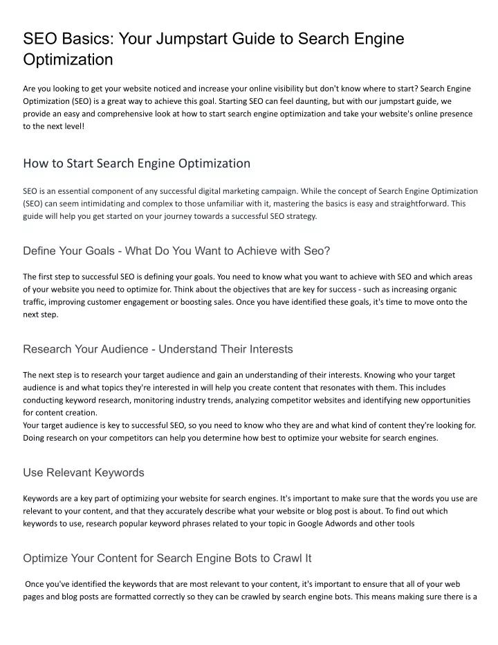 seo basics your jumpstart guide to search engine