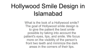 Hollywood Smile Design in Islamabad