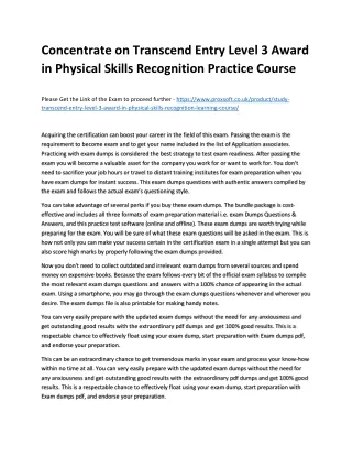 concentrate on transcend entry level 3 award