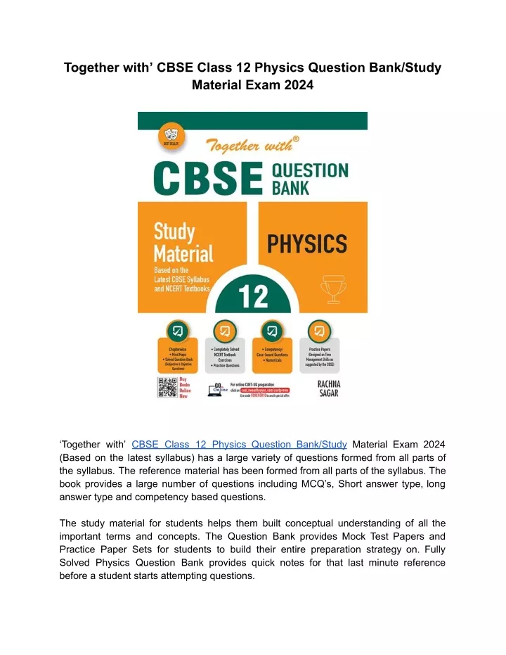 together with cbse class 12 physics question bank