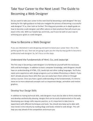 How To Become A Web Designer