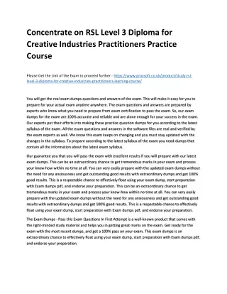 concentrate on rsl level 3 diploma for creative