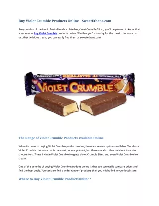 Buy Violet Crumble Products Online – SweetEthans.com