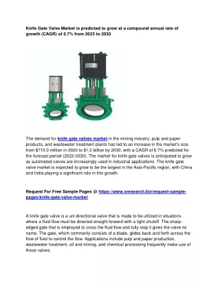 knife gate valve market is predicted to grow