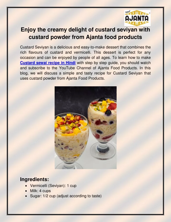 enjoy the creamy delight of custard seviyan with