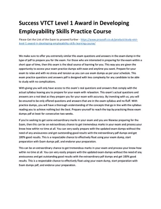 success vtct level 1 award in developing