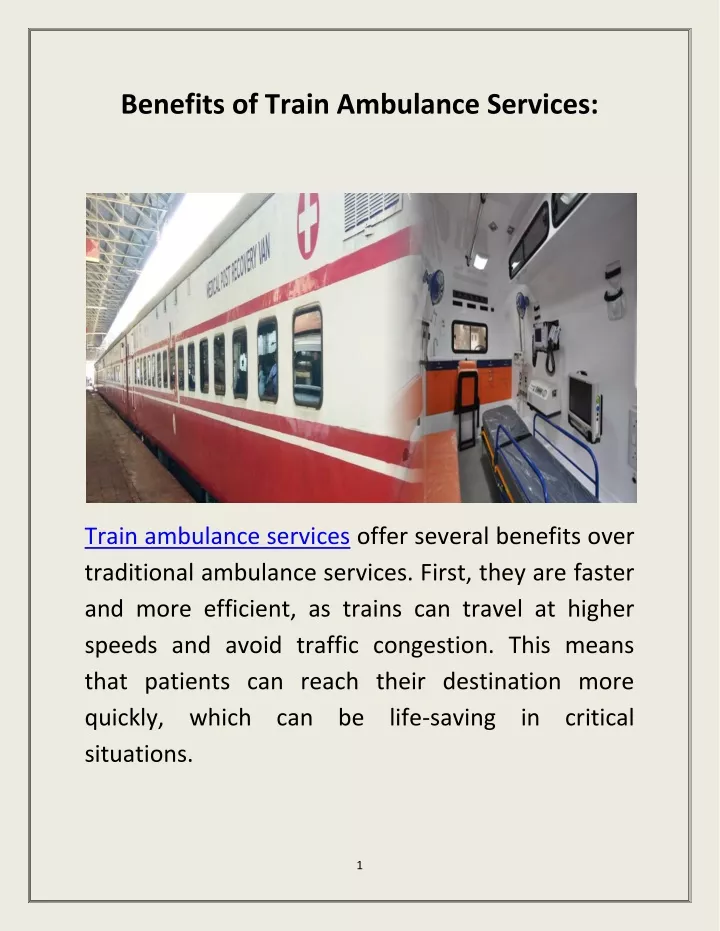 benefits of train ambulance services