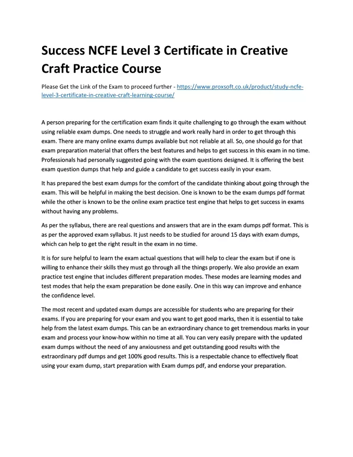 success ncfe level 3 certificate in creative