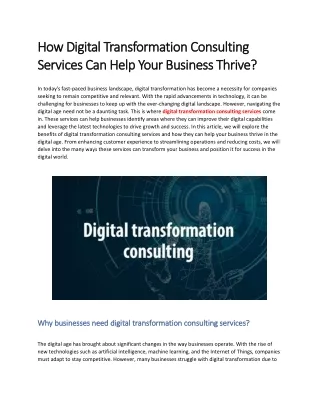 how digital transformation consulting how digital