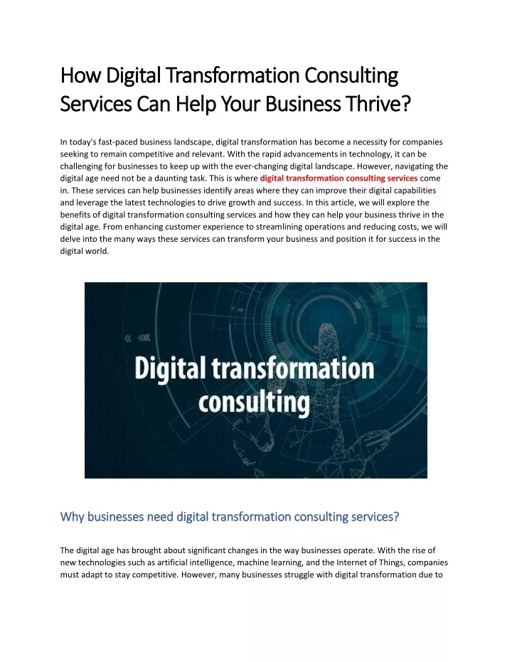 how digital transformation consulting how digital