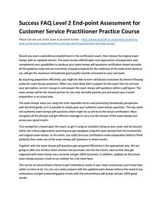 success faq level 2 end point assessment