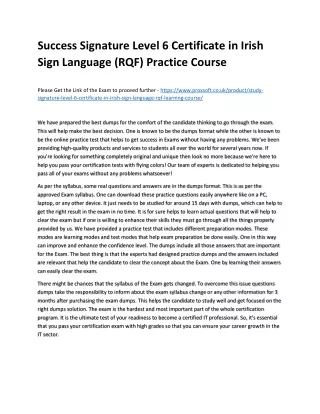 success signature level 6 certificate in irish