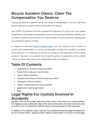 Bicycle Accident Claims