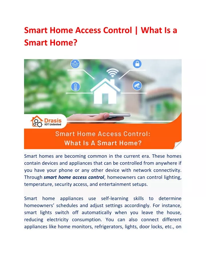 smart home access control what is a smart home