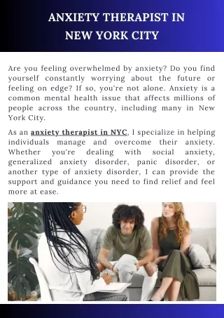 Anxiety Therapist in New York City
