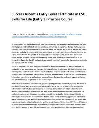success ascentis entry level certificate in esol
