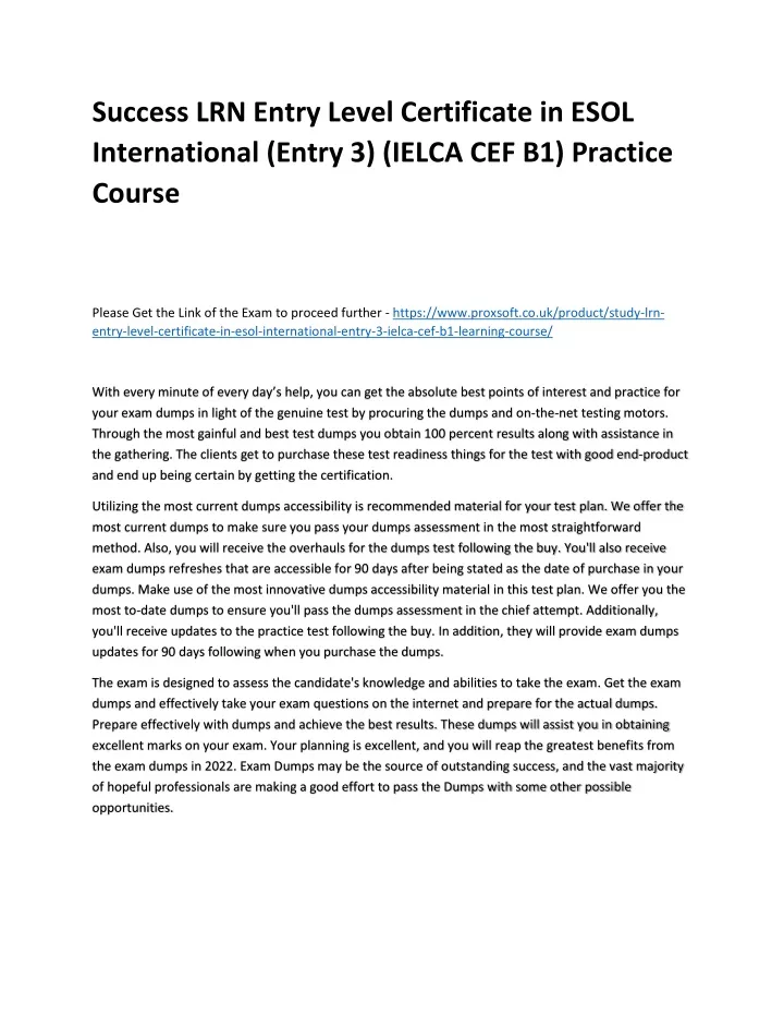 PPT - Success LRN Entry Level Certificate In ESOL International (Entry ...