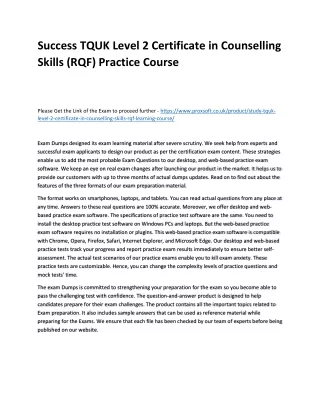 success tquk level 2 certificate in counselling