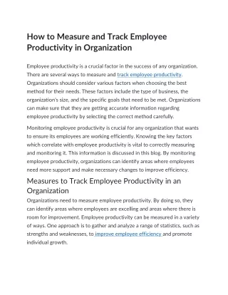 How to Measure and Track Employee Productivity in Organization1