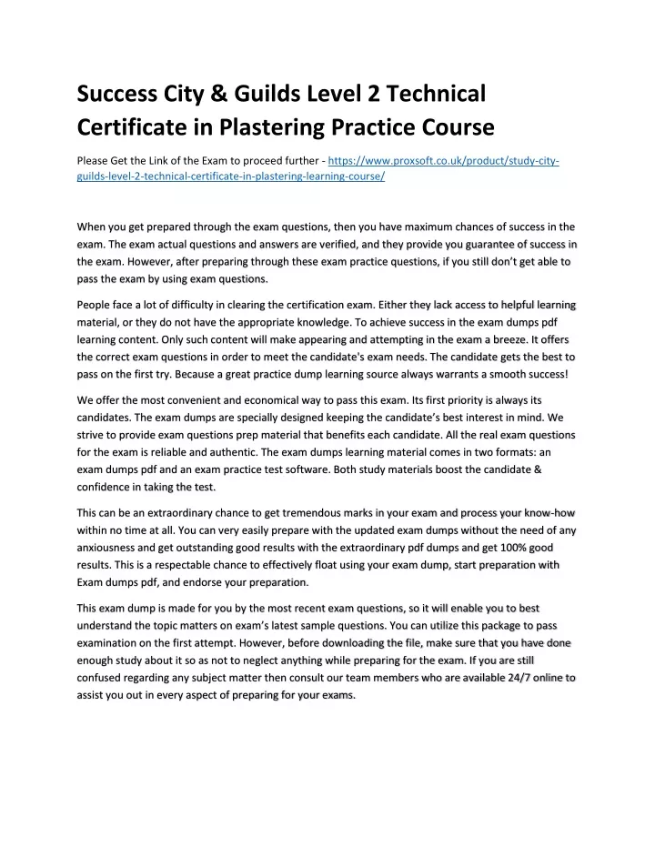 success city guilds level 2 technical certificate