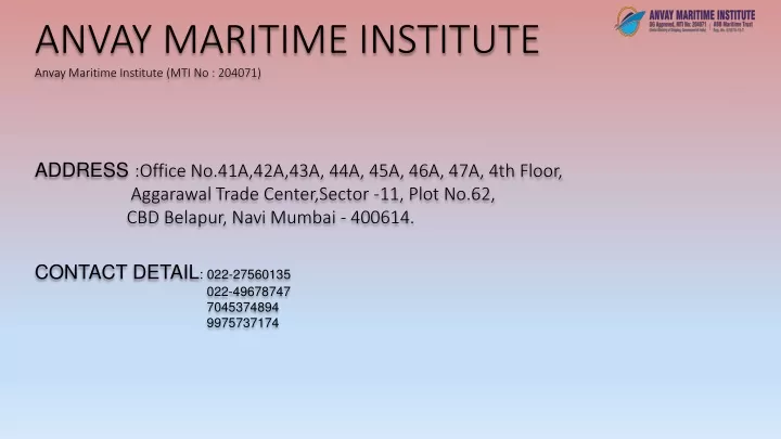 anvay maritime institute anvay maritime institute