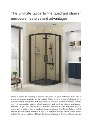the ultimate guide to the quadrant shower