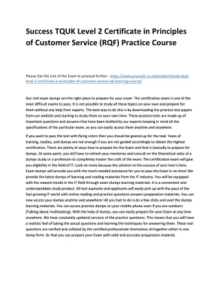 success tquk level 2 certificate in principles