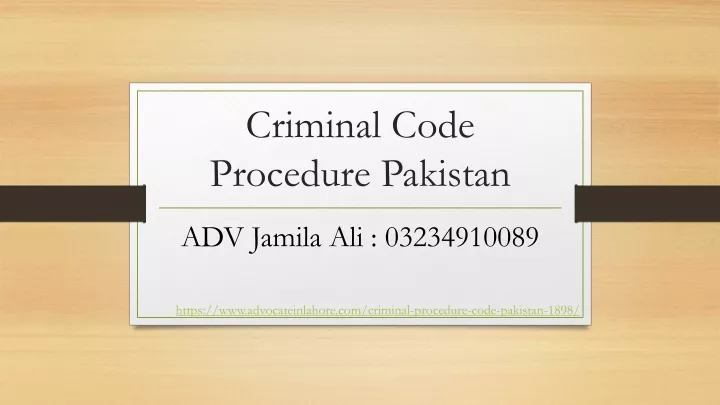 criminal code procedure pakistan