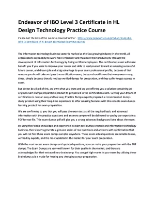 endeavor of ibo level 3 certificate in hl design